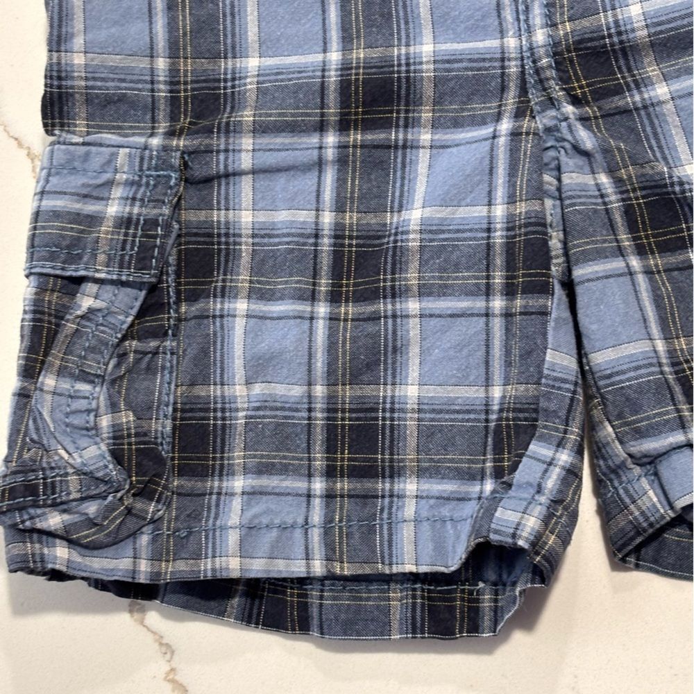 Gymboree | Infant Baby Boys Cargo Blue Navy White Plaid Casual Shorts 18-24M - Picture 5 of 16